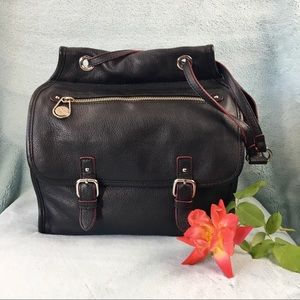 ISAAC MIZRAHI Black Leather Shoulder Bag.